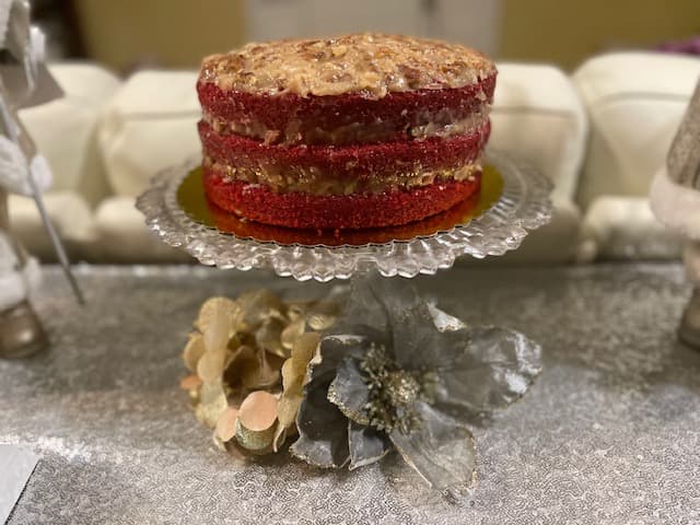 Red Velvet Cake with Coconut Pecan Frosting